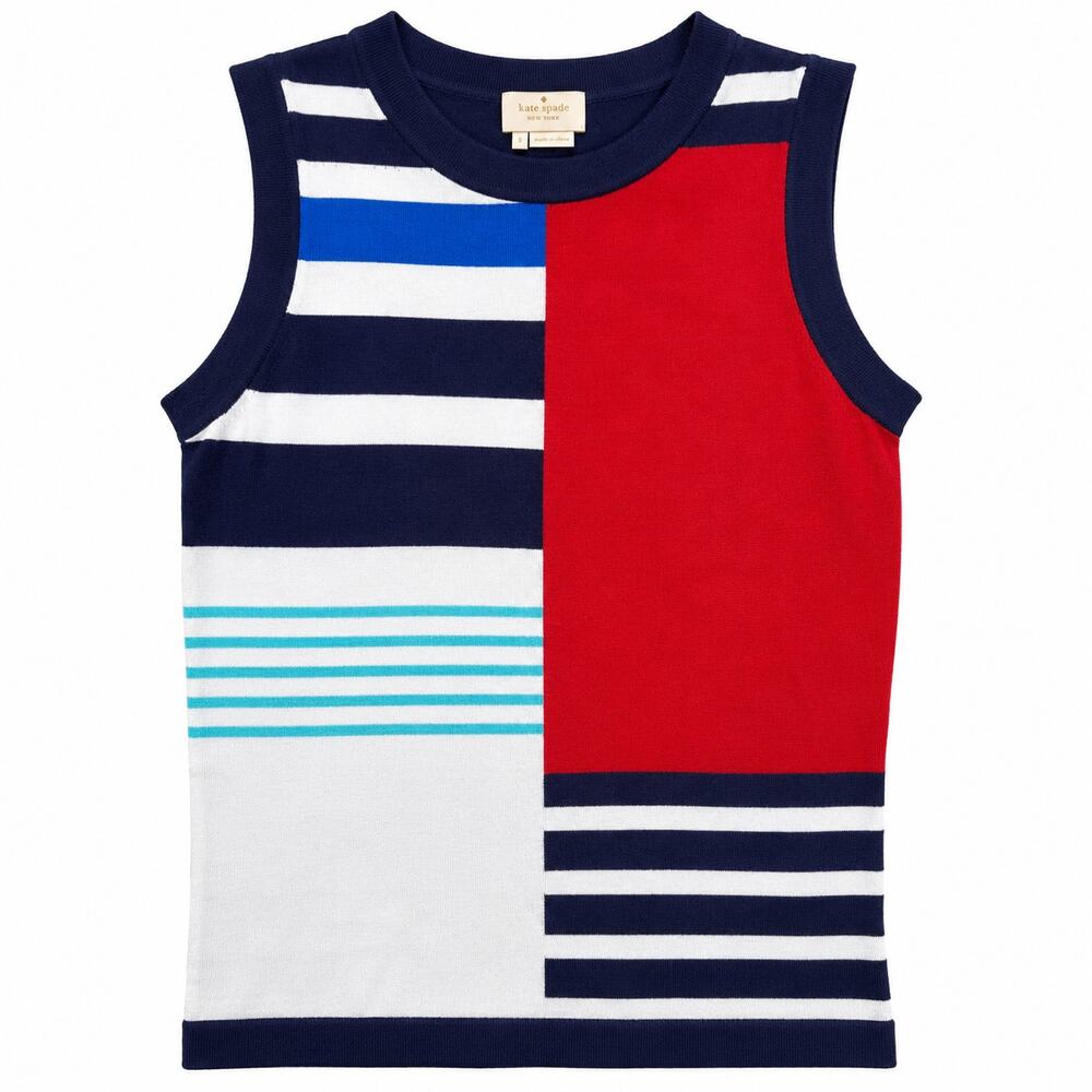 Kate Spade New York Women’s S Colorblock Striped Sleeveless Knit Sweater Top